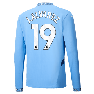Manchester City Julian Alvarez 19 Home Long Sleeve Jersey 24-25