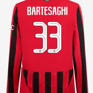AC Milan Home Long Sleeve Bartesaghi 33 Champions League Jersey 24-25