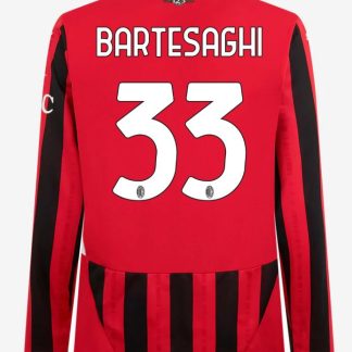 AC Milan Home Long Sleeve Bartesaghi 33 Serie A Jersey 24-25