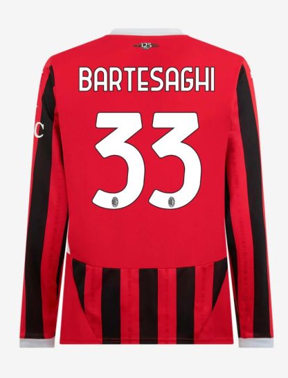 AC Milan Home Long Sleeve Bartesaghi 33 Serie A Jersey 24-25