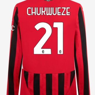 AC Milan Home Long Sleeve Chukwueze 21 Serie A Jersey 24-25