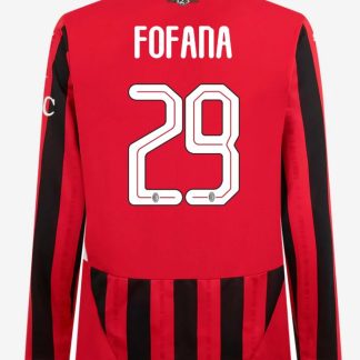 AC Milan Home Long Sleeve Fofana 29 Champions League Jersey 24-25