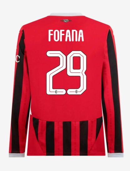 AC Milan Home Long Sleeve Fofana 29 Champions League Jersey 24-25