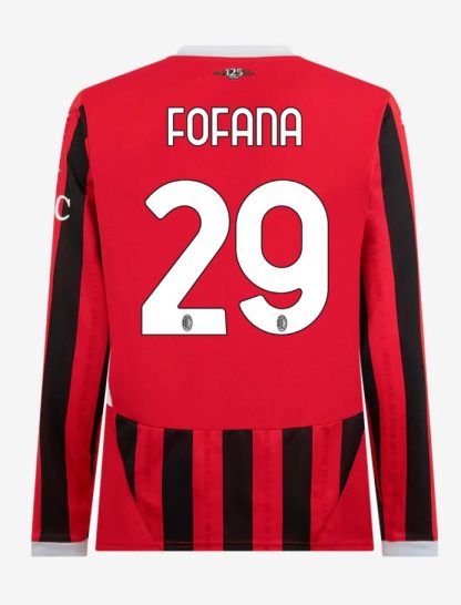 AC Milan Home Long Sleeve Fofana 29 Serie A Jersey 24-25