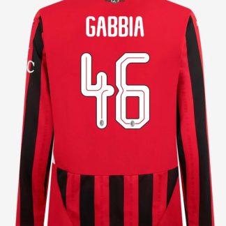 AC Milan Home Long Sleeve GABBIA 46 Champions League Jersey 24-25