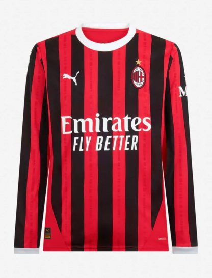 AC Milan Home Long Sleeve Abraham 90 Serie A Jersey 24-25 - Image 2