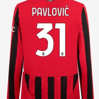 AC Milan Home Long Sleeve Pavlović 31 Serie A Jersey 24-25