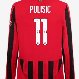 AC Milan Home Long Sleeve Pulisic 11 Champions League Jersey 24-25