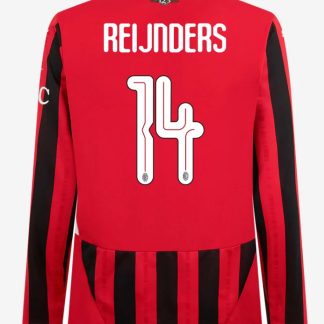 AC Milan Home Long Sleeve Reijnders 14 Champions League Jersey 24-25