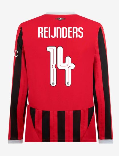 AC Milan Home Long Sleeve Reijnders 14 Champions League Jersey 24-25