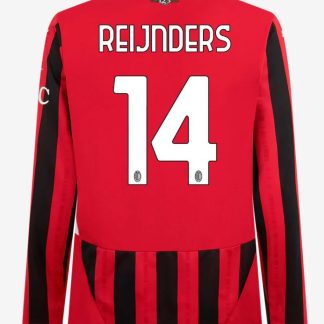 AC Milan Home Long Sleeve Reijnders 14 Serie A Jersey 24-25