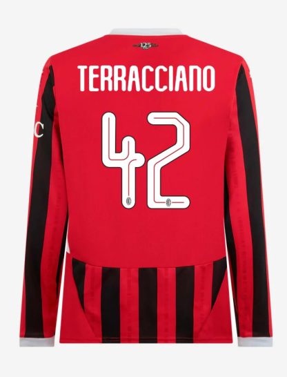 AC Milan Home Long Sleeve Terracciano 42 Champions League Jersey 24-25