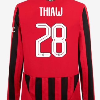 AC Milan Home Long Sleeve Thiaw 28 Champions League Jersey 24-25
