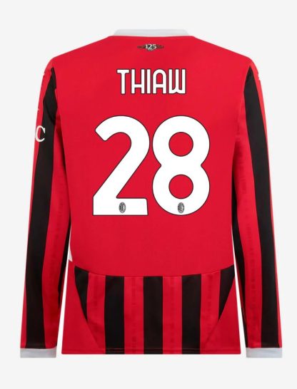 AC Milan Home Long Sleeve Thiaw 28 Serie A Jersey 24-25