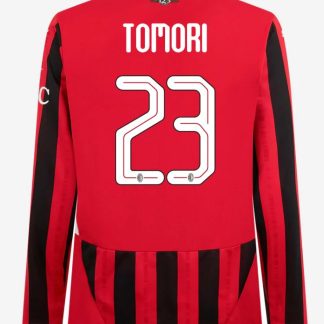 AC Milan Home Long Sleeve Tomori 23 Champions League Jersey 24-25