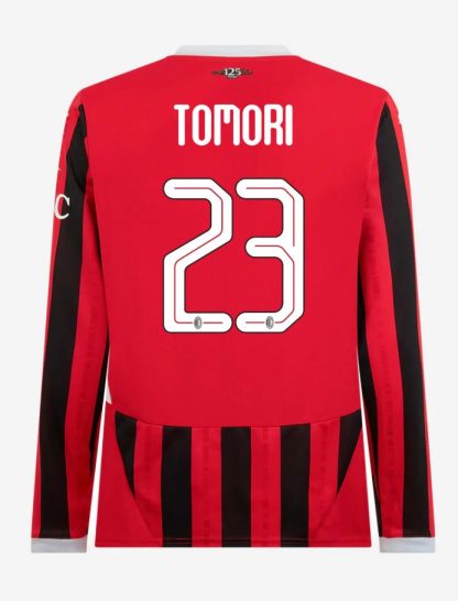 AC Milan Home Long Sleeve Tomori 23 Champions League Jersey 24-25