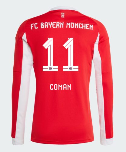 Bayern Munich Home Coman 11 Long Sleeve Jersey 25-26