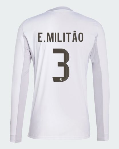 Real Madrid Home E. Militão 3 Long Sleeve Jersey 25-26