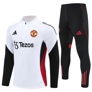 25-26 Manchester United White Black Training Suit Kit