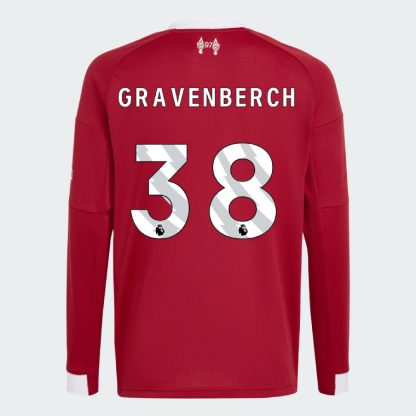 Liverpool Home Long Sleeve GRAVENBERCH 38 Jersey 25-26