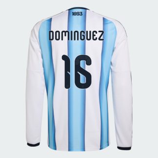 Argentina Home DOMINGUEZ 16 World Cup Long Sleeve Jersey 2026