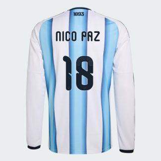 Argentina Home NICO PAZ 18 World Cup Long Sleeve Jersey 2026 (Player Version)